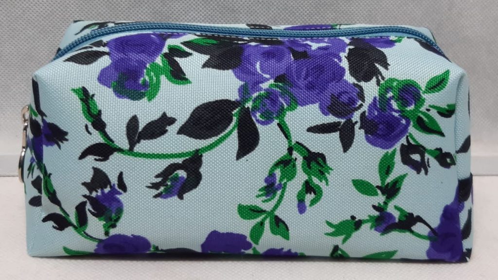 Blue Flower Pattern Multi Utility Pouch Bag